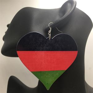African American Flag Wooden Earrings