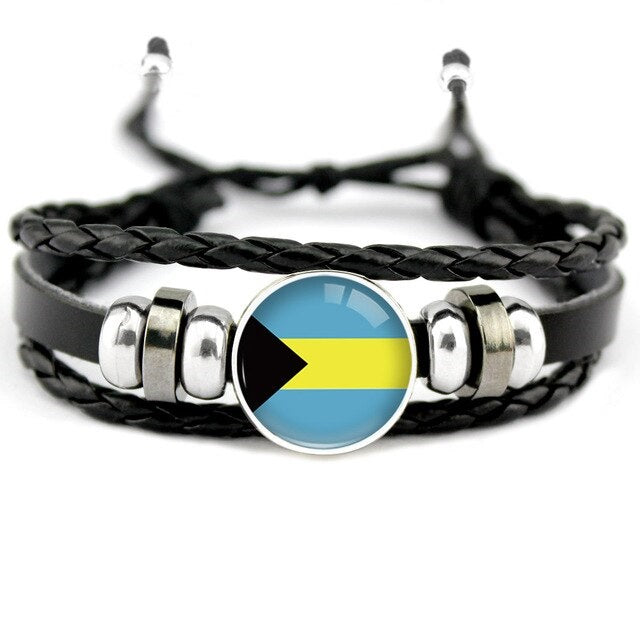 Bahamas Flag Leather Bracelets