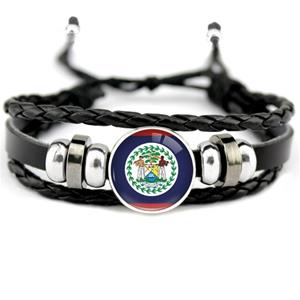 Belize Flag Leather Bracelets