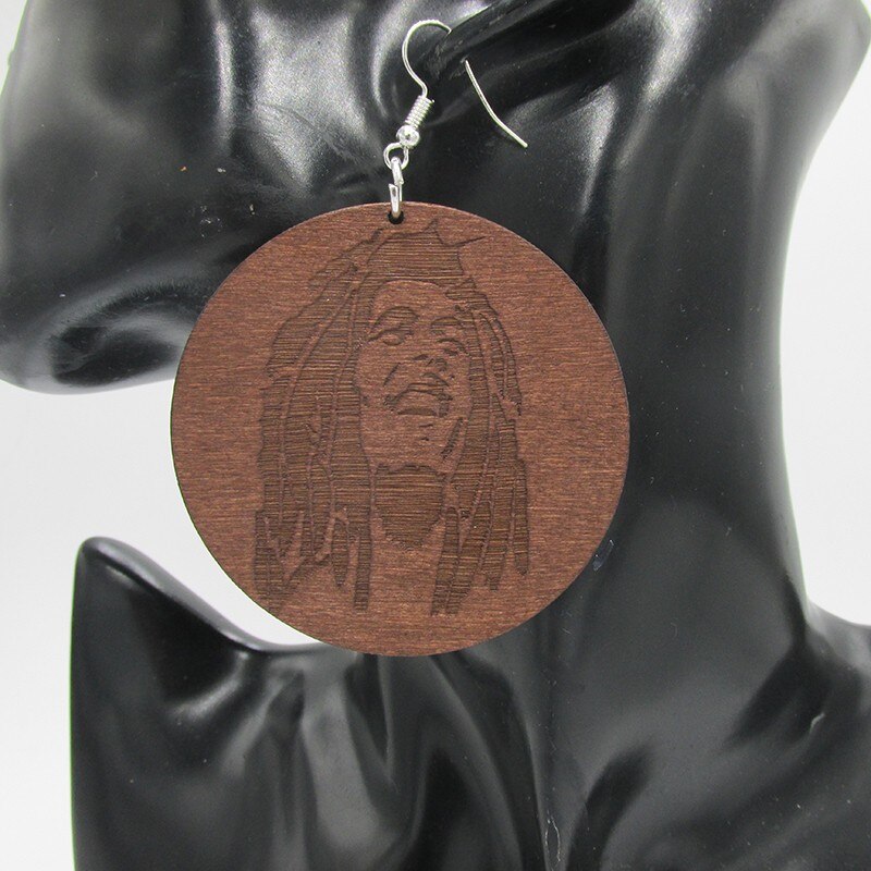 Bob Marley Wooden Earrings