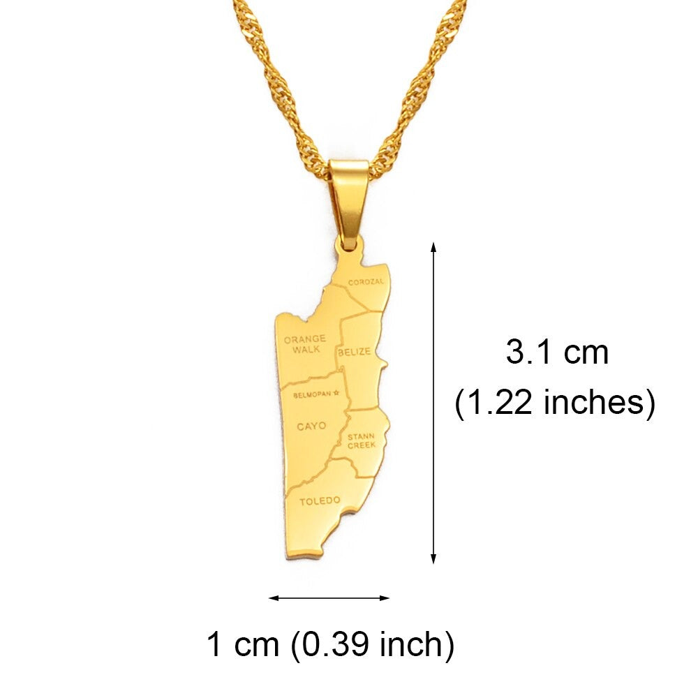 Belize Map Necklaces