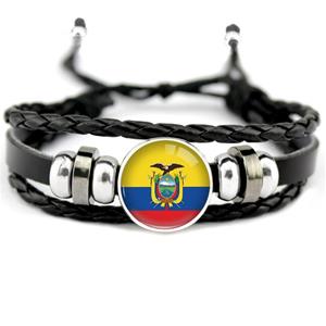 Ecuador Flag Leather Bracelets