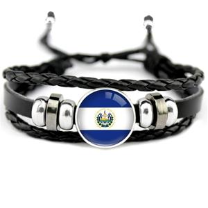 El Salvador Flag Leather Bracelet