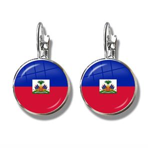 Haiti Flag Clip Earrings