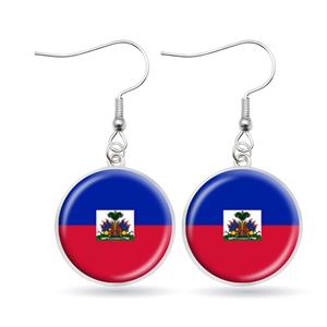 Haiti Flag Hook Earrings