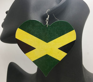 Jamaica Flag Heart Earrings
