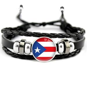 Puerto Rico Flag Leather Bracelets