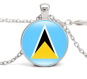 St Lucia Flag Round Necklaces