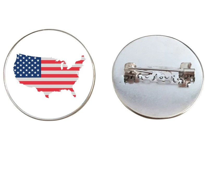 United States Map Flag Brooch Pins