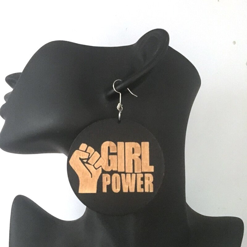 Girl Power Wooden Earrings